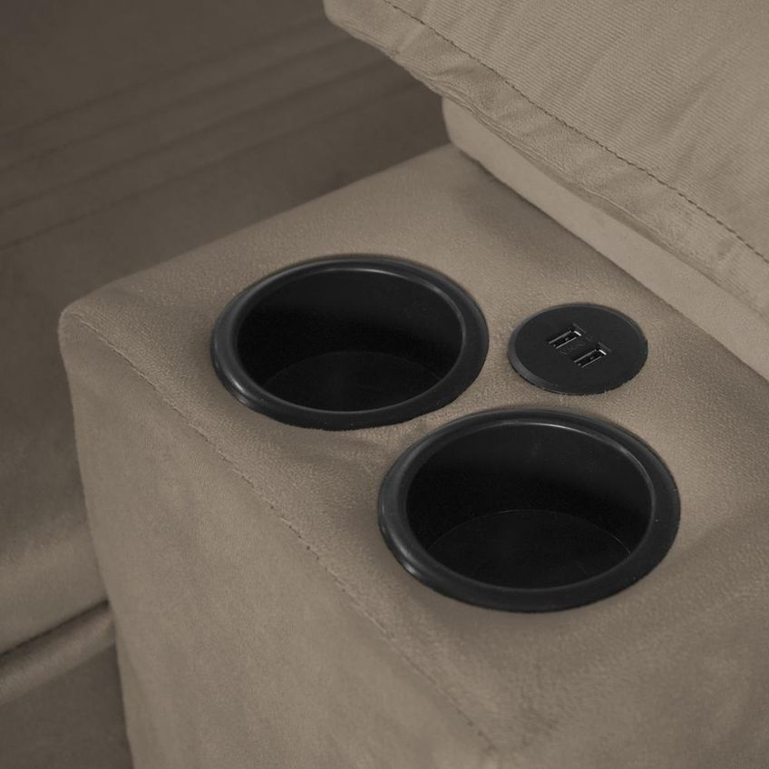 Sofá Retrátil Tesla 2,60m USB E Porta Copo Suede Marrom Claro - imagem 5