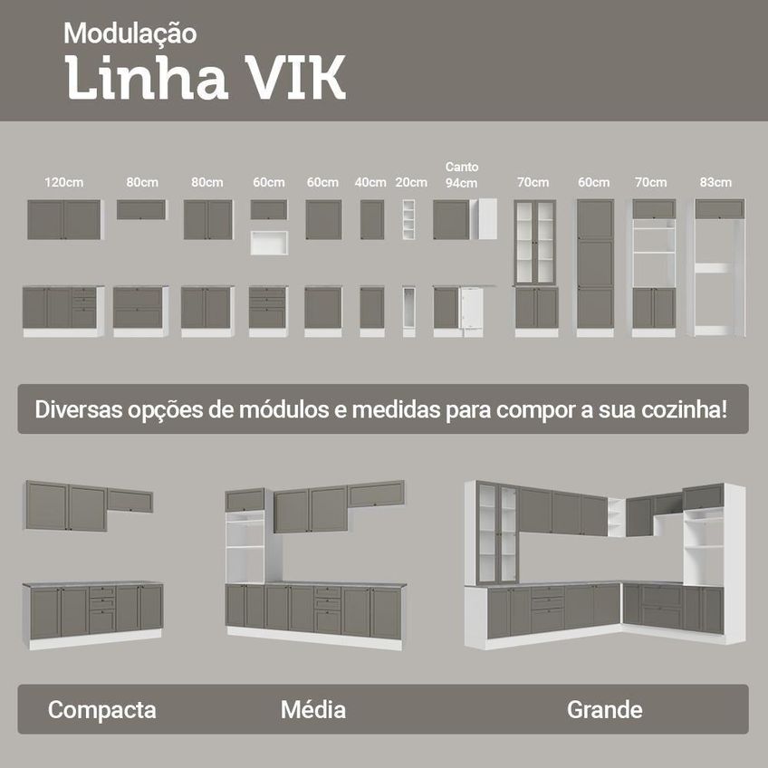 Cozinha Completa Vik 9 Portas 3 Gavetas Mdp 270cm Madesa - imagem 4