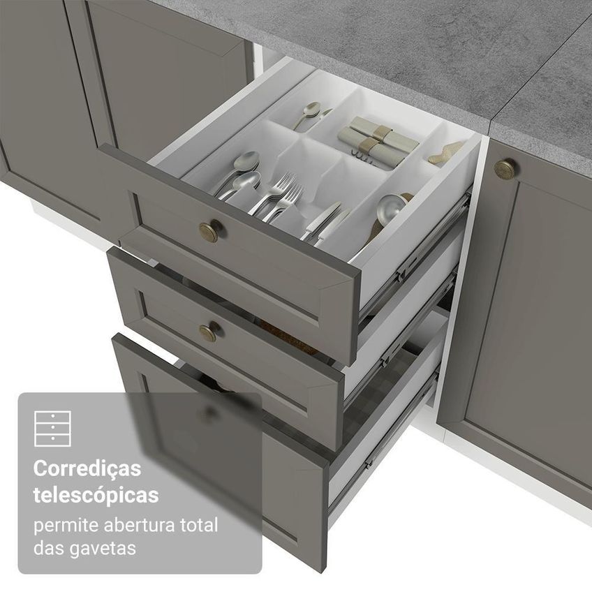 Cozinha Completa Vik 9 Portas 3 Gavetas Mdp 270cm Madesa - imagem 5