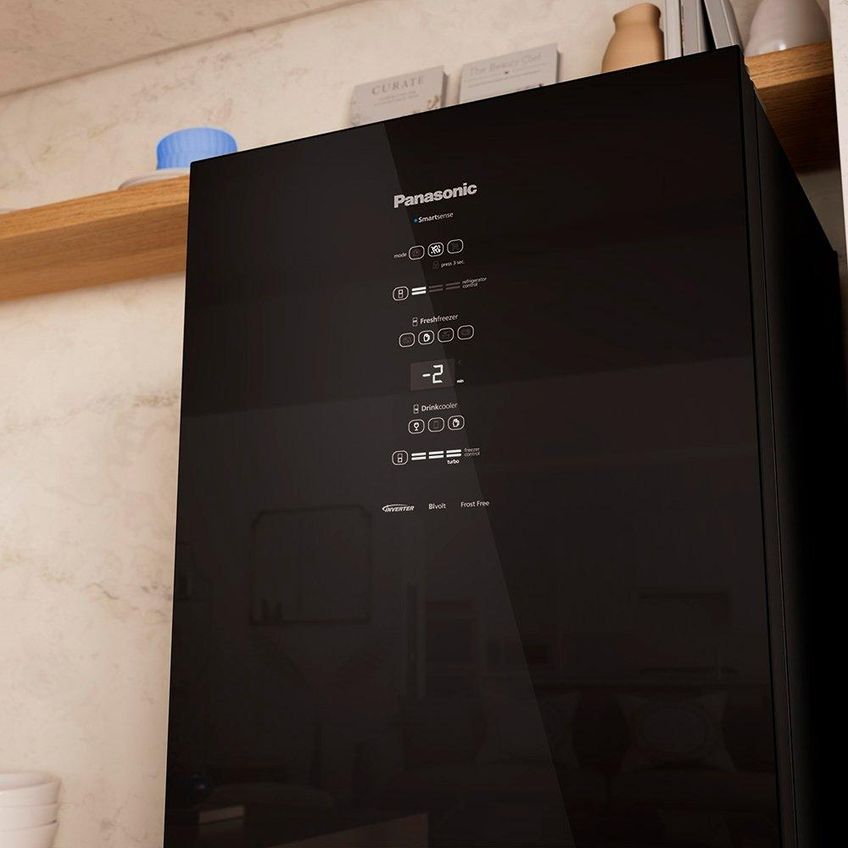 Refrigerador Panasonic 467 Litros NR-BB65GV7BC - Inverter Bottom Freezer Frost Free Black Glass Bivolt - imagem 4