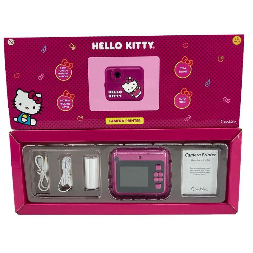 Câmera Digital Infantil Hello Kitty Com Impressão Instantânea Branco Candide - imagem 3