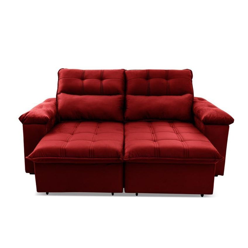 Sofá Retrátil Reclinável Verona 1,50m Suede Velut Vermelho Molas Ensacadas King House - imagem 3