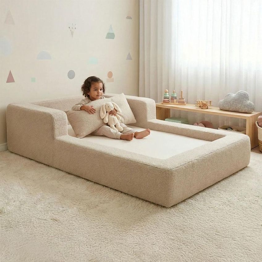 Cama Montessoriana Berço Aconchego Com Colchão Boucle Bege 118cm - imagem 3