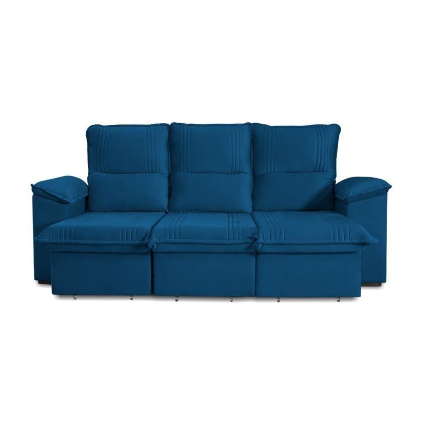 Sofá Retrátil Reclinável América 2,30m Suede Azul - imagem 5