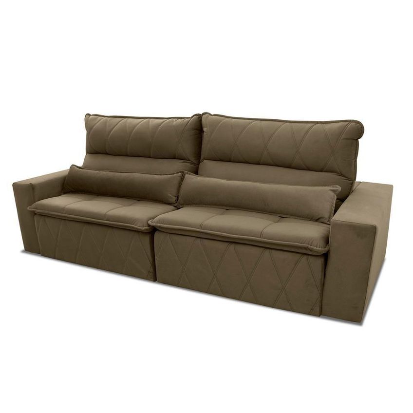 Sofá Retrátil Reclinável Amsterdam 2,50m Suede Velut Bege Molas No Assento - King House - imagem 3