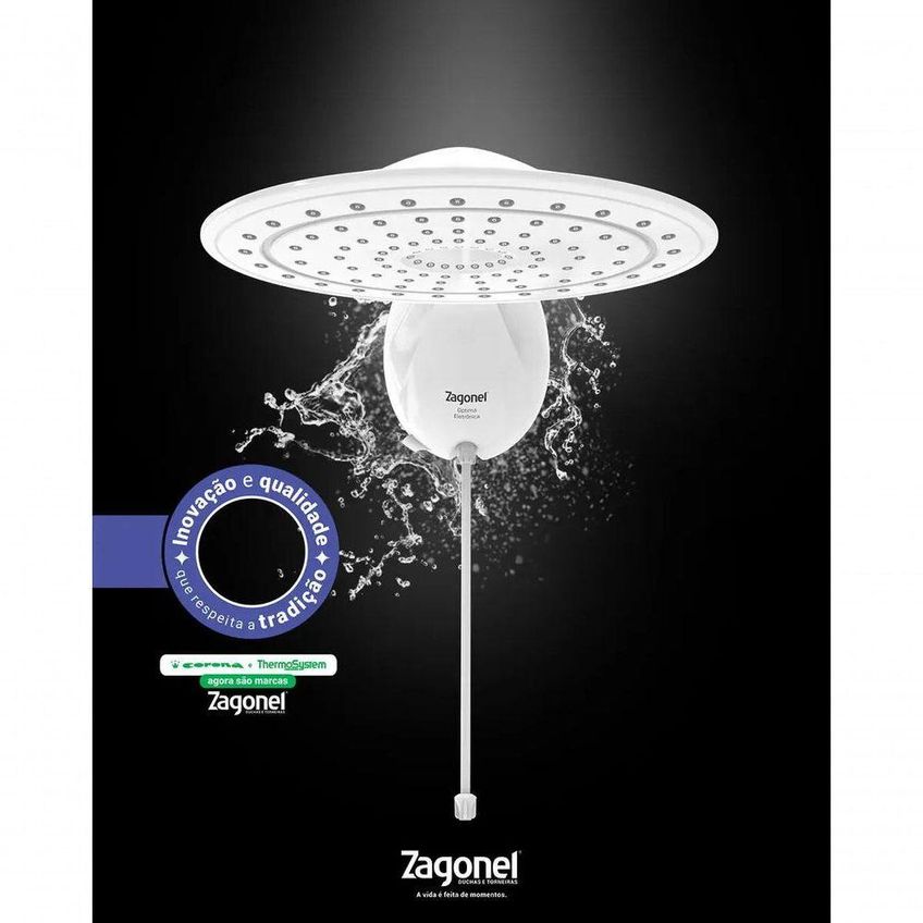 Ducha Optima Eletrônica 7700w Instalação De Parede Controle Eletrônico Branco Zagonel 220v - imagem 4