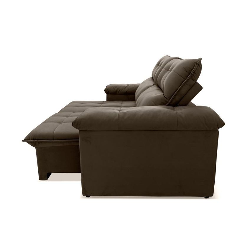 Sofá Retrátil Reclinável Verona 2,00m Suede Velut Marrom Claro Molas Ensacadas King House - imagem 3