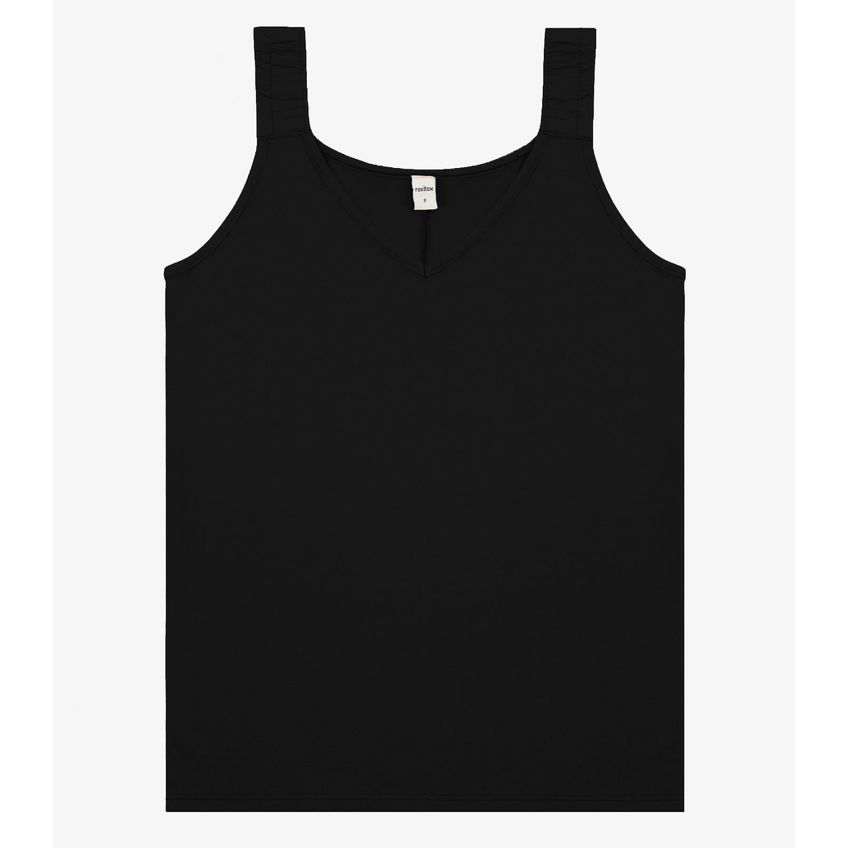 Regata Alça Franzida Feminino Rovitex Preto M - imagem 4