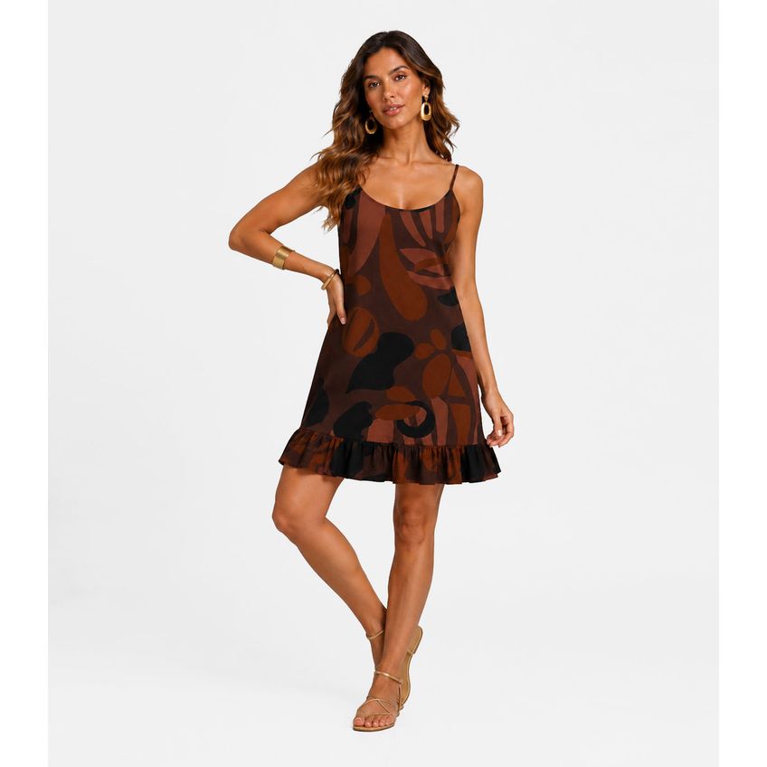 Vestido Feminino Estampado Select Marrom GG - imagem 3