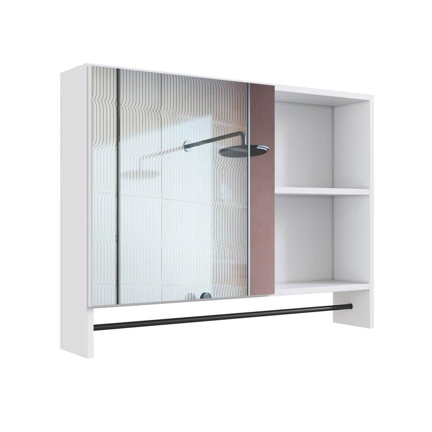 Espelheira De Banheiro Com 1 Porta 2 Nichos Toalheiro 80cm Multimóveis Crpro-epl006 Branco - imagem 2