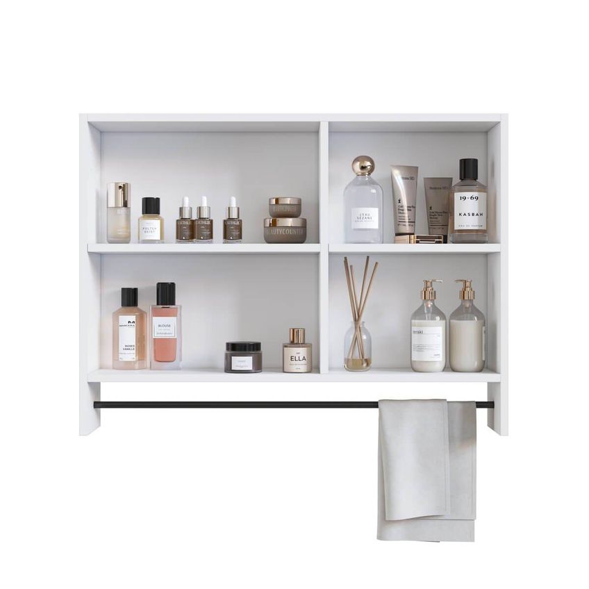 Espelheira De Banheiro Com 1 Porta 2 Nichos Toalheiro 80cm Multimóveis Crpro-epl006 Branco - imagem 4