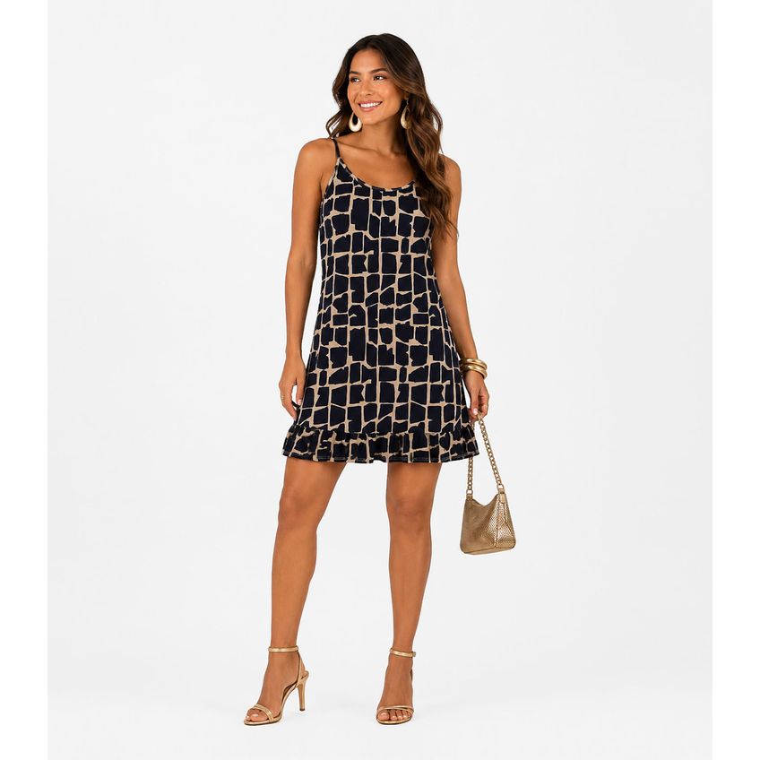 Vestido Feminino Estampado Select Bege G - imagem 3