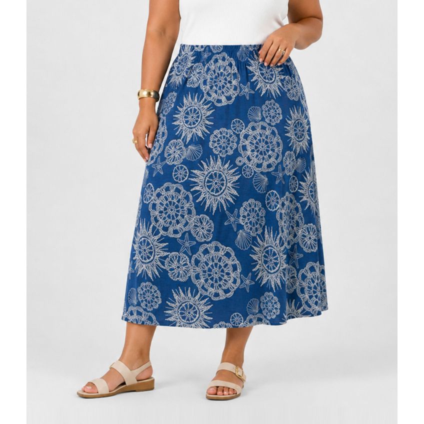 Saia Midi Plus Size Infinita Cor Azul Plus G4 - imagem 2