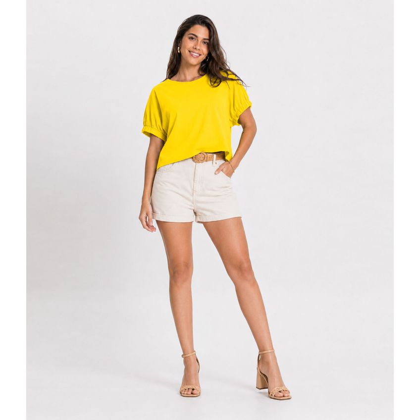 Blusa Feminina Viscose Infinita Cor Amarelo M - imagem 3