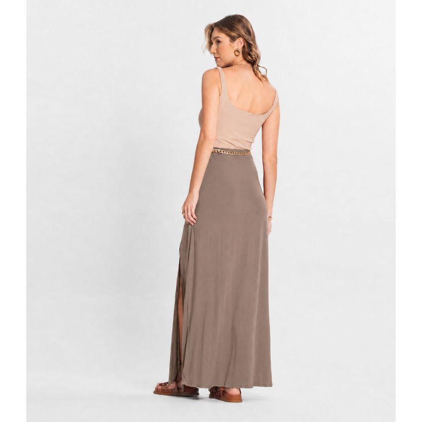 Saia Longa Feminina Select Marrom M - imagem 3
