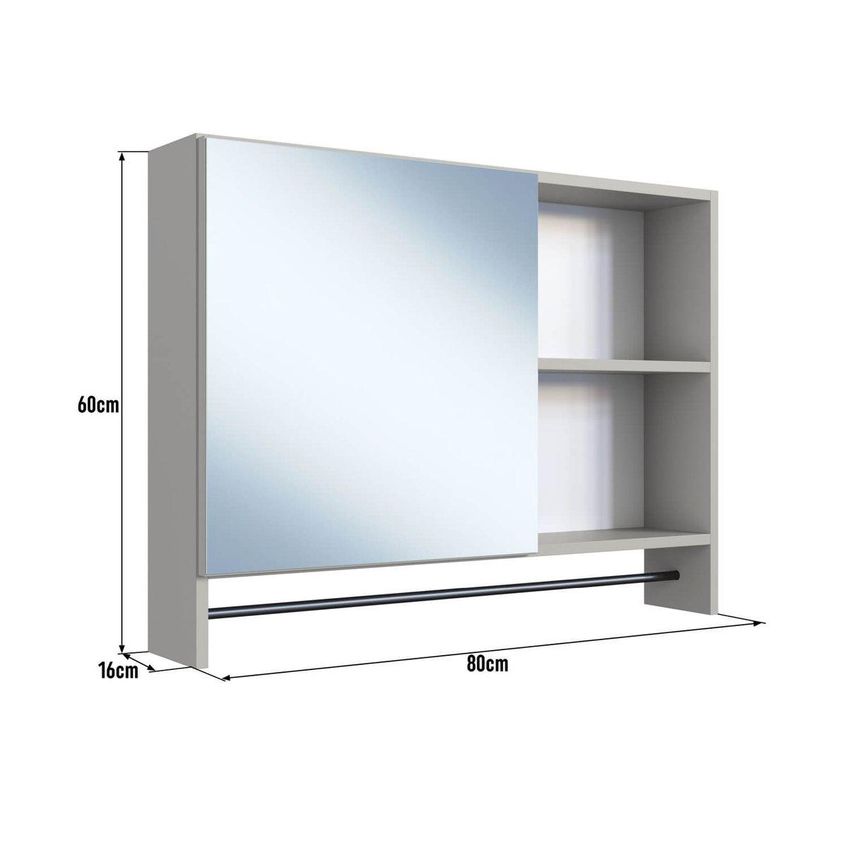 Espelheira De Banheiro Com 1 Porta 2 Nichos Toalheiro 80cm Multimóveis Crpro-epl006 Arenas - imagem 3