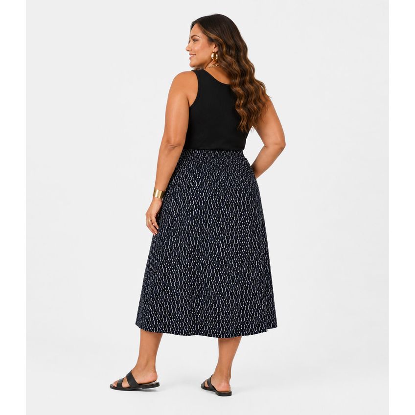 Saia Midi Plus Size Infinita Cor Azul Plus G3 - imagem 3
