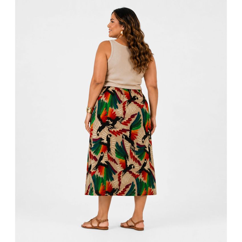 Saia Midi Plus Size Infinita Cor Bege Plus G1 - imagem 3