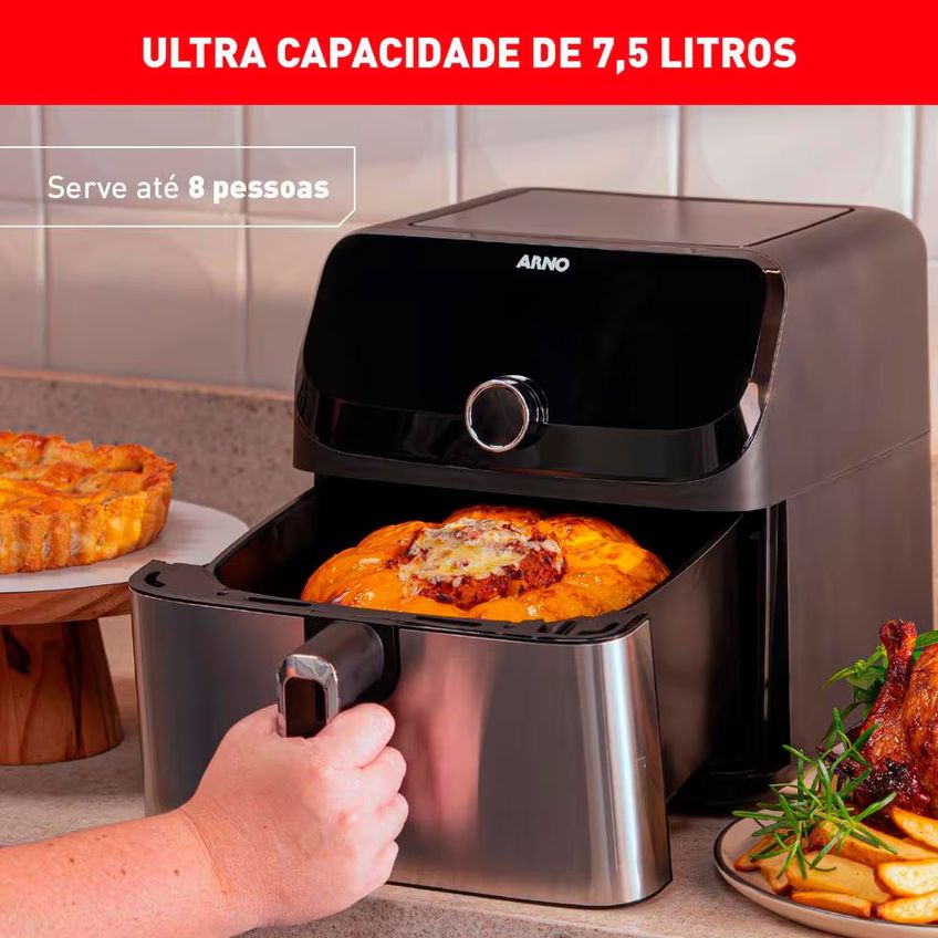 Fritadeira Elétrica Sem Óleo Air Fryer Arno Afd7 7,5l Mega Digital - imagem 3