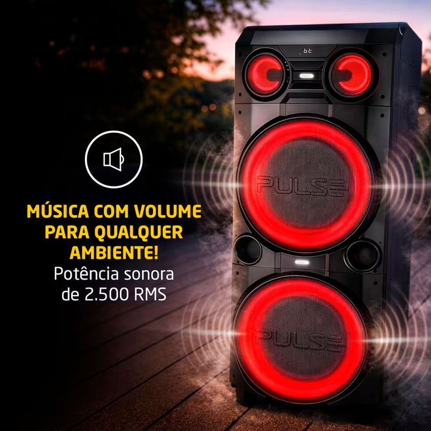Torre De Som SP517 2500W RMS Bluetooth TWS LED Duplo Bivolt Pulse - imagem 4