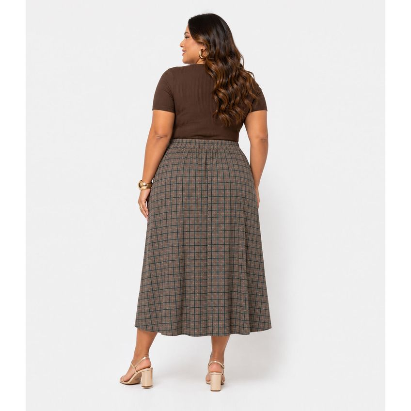 Saia Midi Plus Size Infinita Cor Marrom Plus G2 - imagem 3
