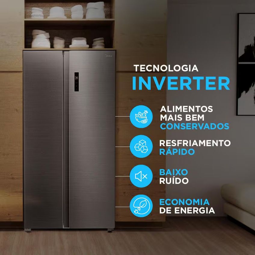 Geladeira Frost Free Side By Side Md-rs710 511l Smart Inverter Wi-fi Alexa Midea - imagem 4
