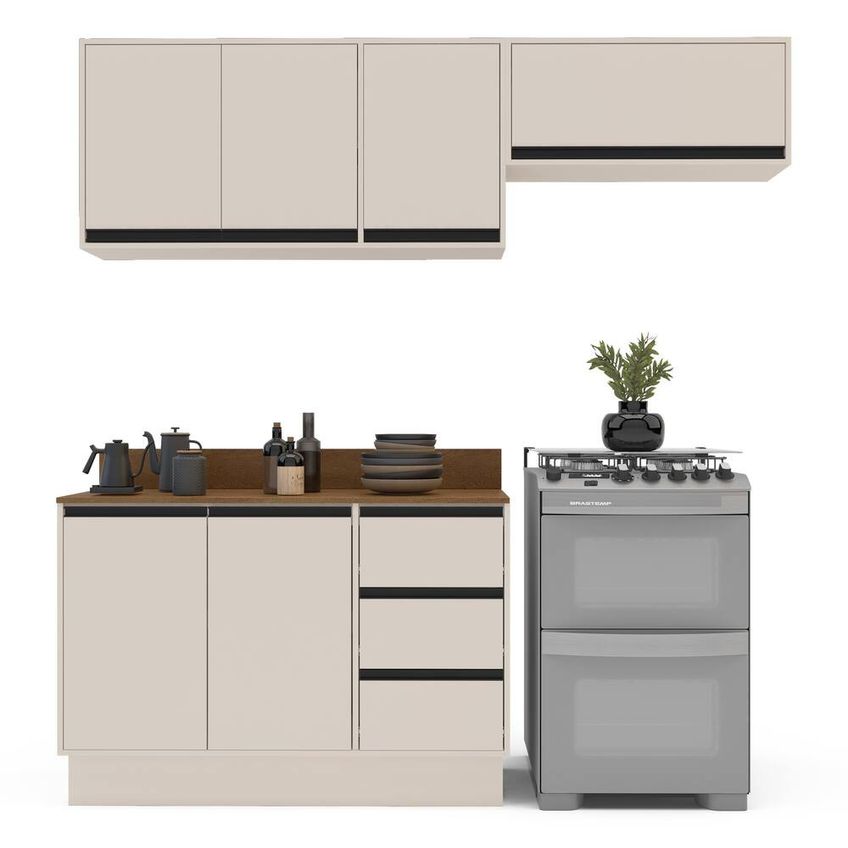 Cozinha Compacta 3 Peças Koya 120cm 4 Portas Politorno - imagem 4
