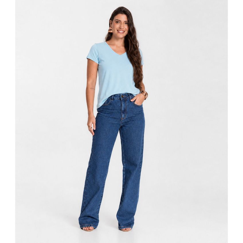 Blusa Feminina Básica Select Azul M - imagem 3