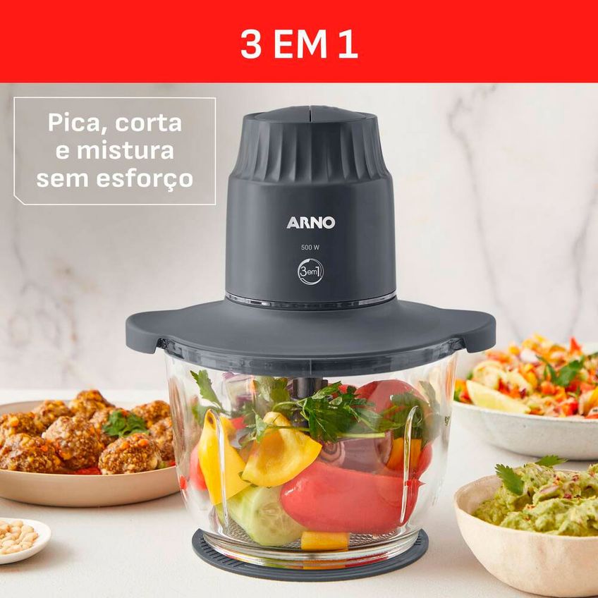 Processador de Alimentos Choppeo CH01 500W com Recipiente de Vidro 2L Arno - imagem 3