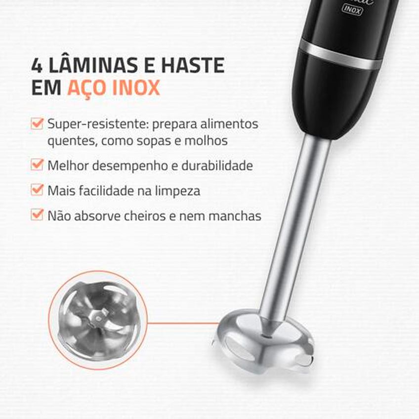 Mixer M-17-BI Pratic 500W Função Turbo Copo de 800ml Mondial - imagem 4