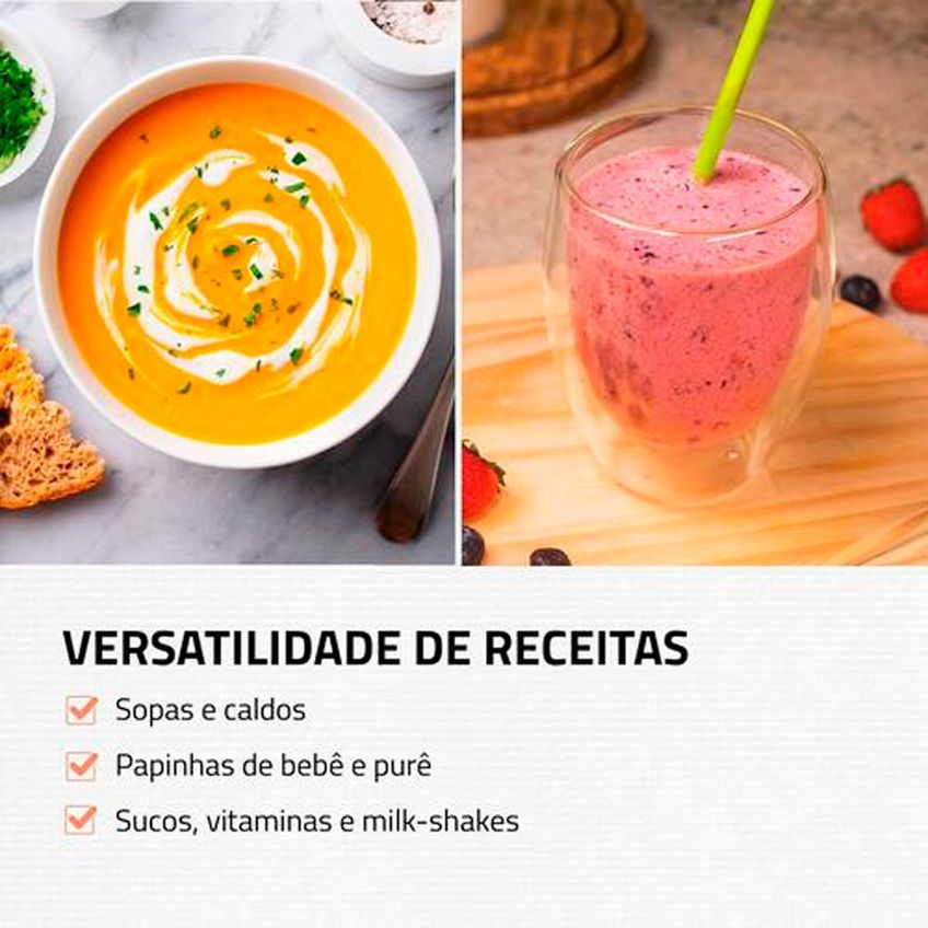 Mixer M-17-BI Pratic 500W Função Turbo Copo de 800ml Mondial - imagem 5
