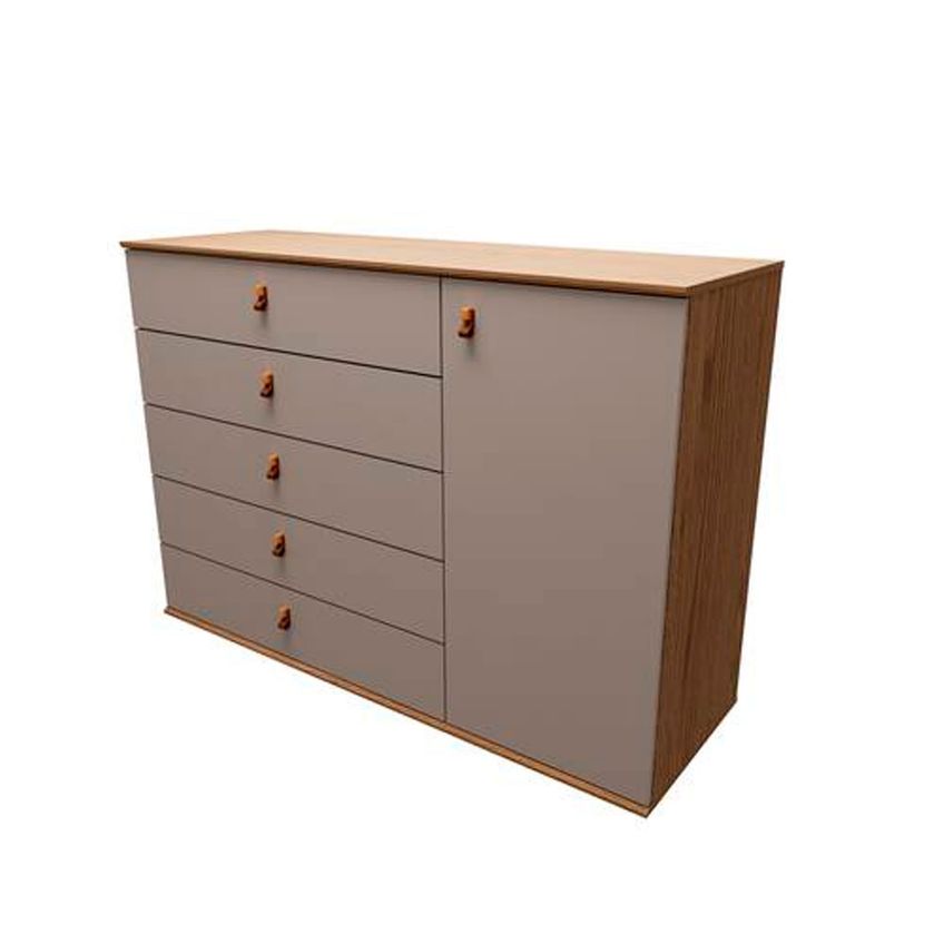 Cômoda Vegas 5 Gavetas E 1 Porta Avela Cappuccino Poah Bartira - imagem 5