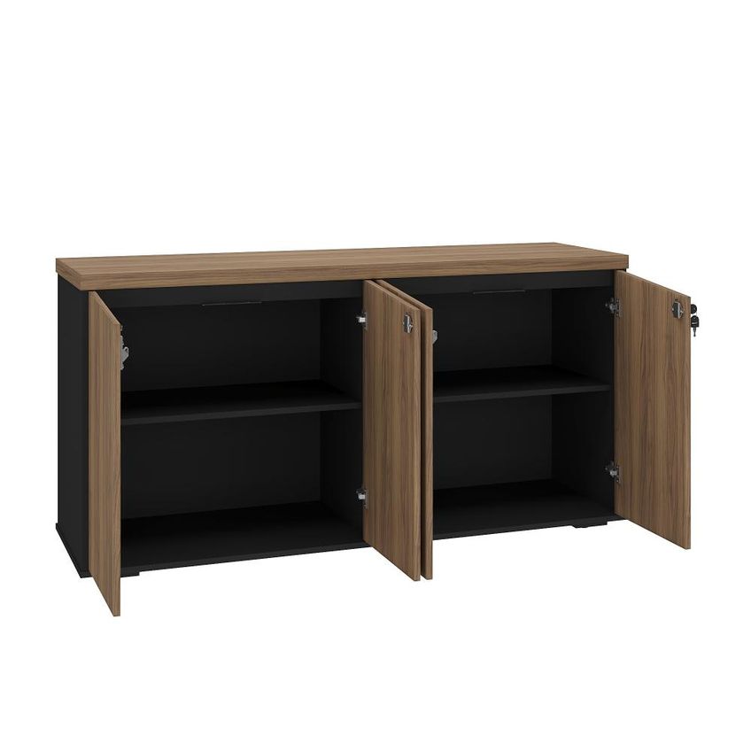 Armário Para Escritório 4 Portas Nogal/Preto Artany Móveis - imagem 4
