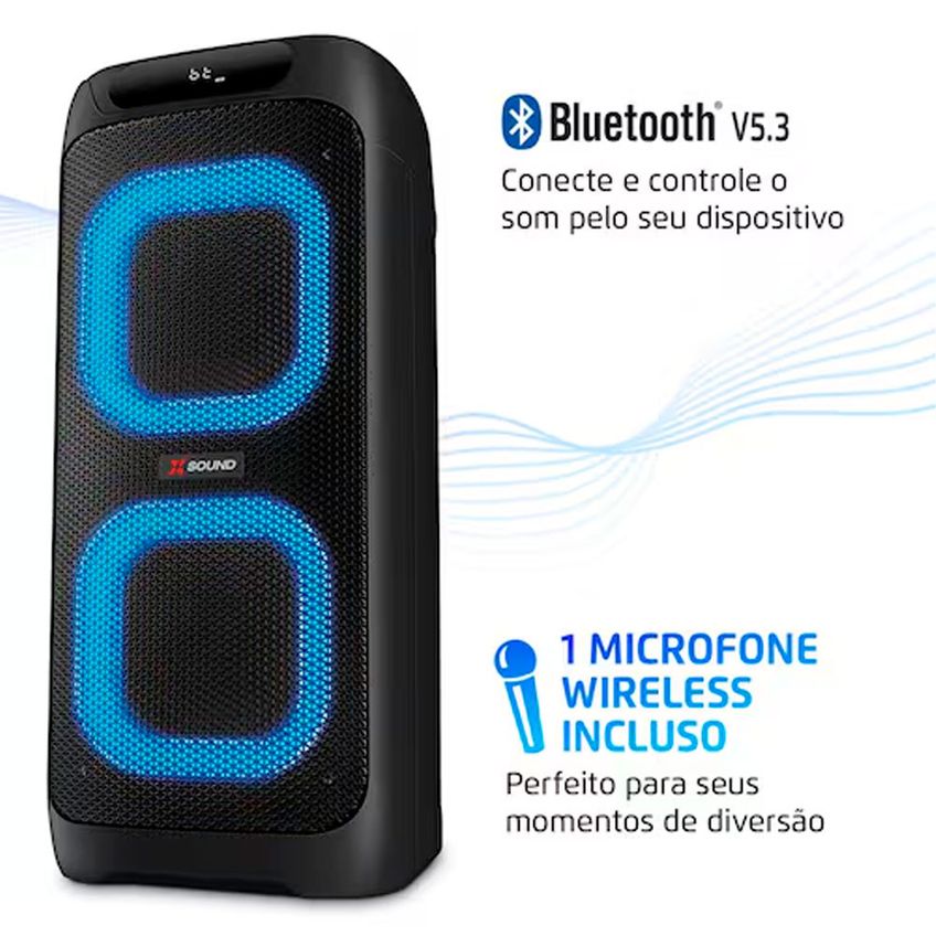 Caixa De Som Partybox Xsound Pbx-800 800w Microfone Sem Fio Led Mondial - imagem 4