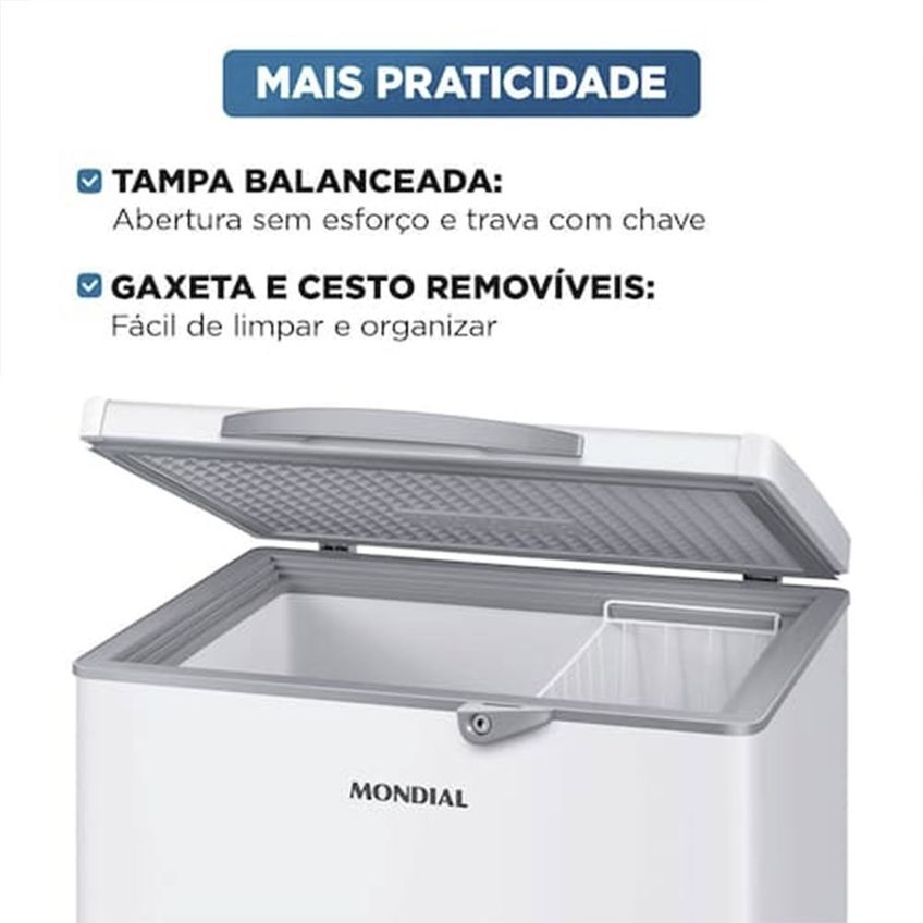 Freezer Horizontal Mondial Fhz-01-w150 150 Litros 2 Em 1 Função Turbo Controle De Temperatura - imagem 4
