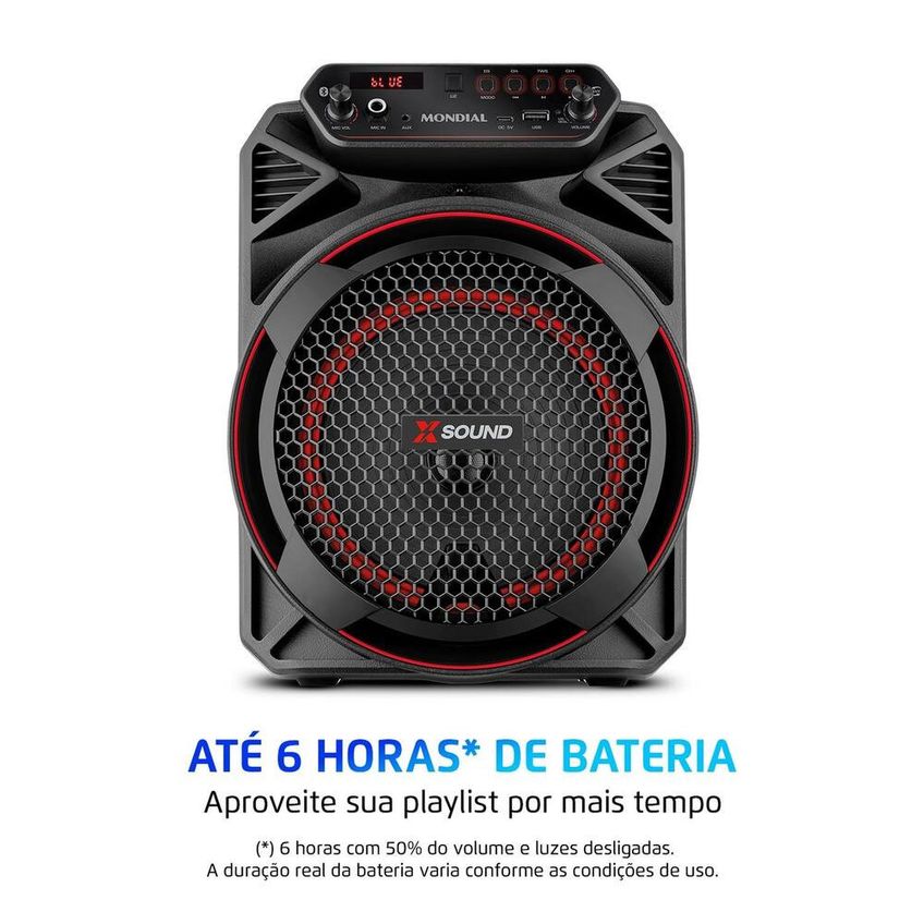 Caixa De Som Amplificada Mondial Xsound Cm-220-n 220w Bluetooth Rgb Bateria Bivolt - imagem 3