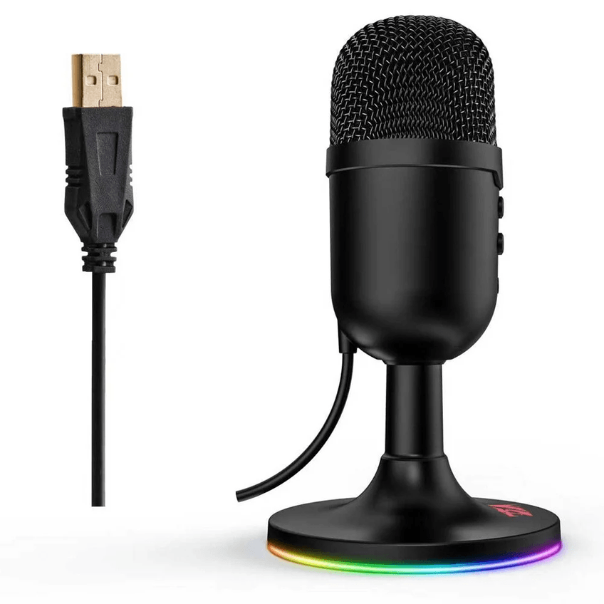 Microfone Gamer Redragon Pulsar Rgb Usb Condensador Omnidirecional Cancelamento De Ruído Preto - Gm303 - imagem 3