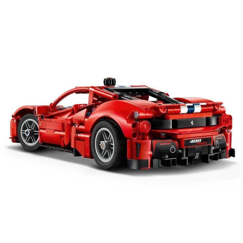 Kit De Modelo De Construção Ferrari 488 Pista Com Motor V8 Vermelho Lego 882 Peças - imagem 3