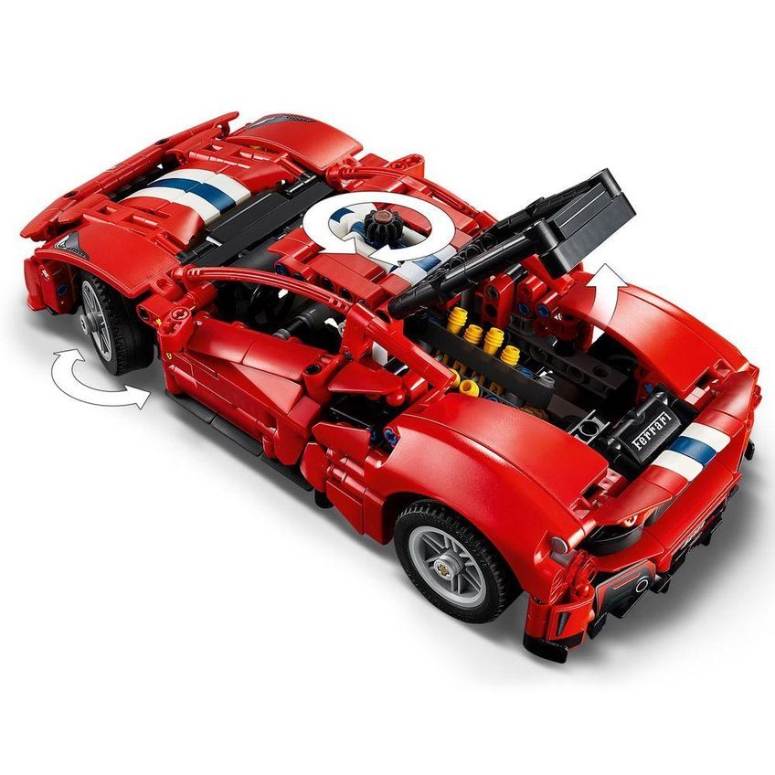 Kit De Modelo De Construção Ferrari 488 Pista Com Motor V8 Vermelho Lego 882 Peças - imagem 4