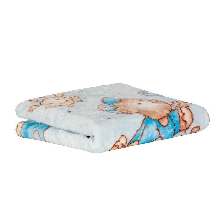 Cobertor Raschel Para Berço 80x110cm 100% Poliéster Macio Azul - imagem 3