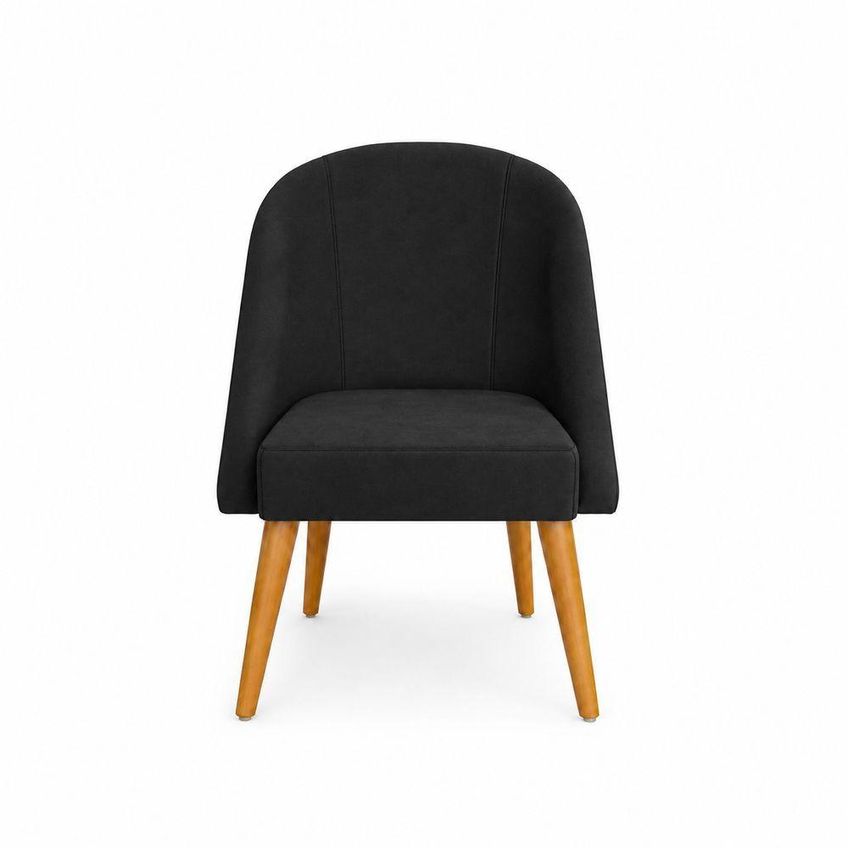 Kit 6 Cadeiras De Jantar Lua Estrutura Madeira Maciça Estofado Tecido Preto Unitalle - imagem 3