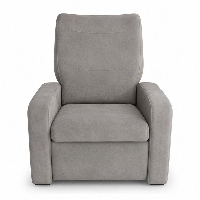 Poltrona Unitàlle Reclinável Com Apoio Para Os Pés Em Suede Cinza Unitá - imagem 3