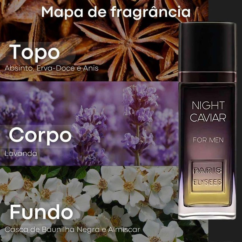 Perfume Paris Elysees Night Caviar Masculino Eau De Toilette 100ml - imagem 3