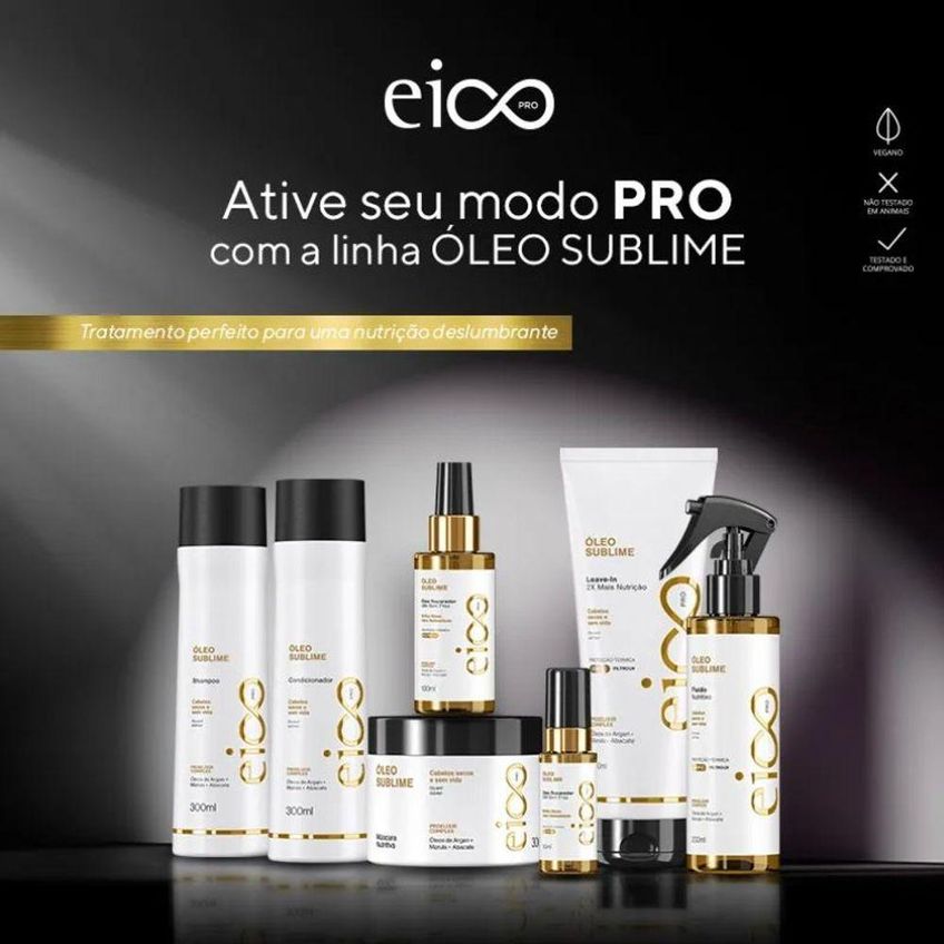 Leave-in Eico Pro Óleo Sublime Nutrição E Hidratação Eico Cosméticos 200ml - imagem 3