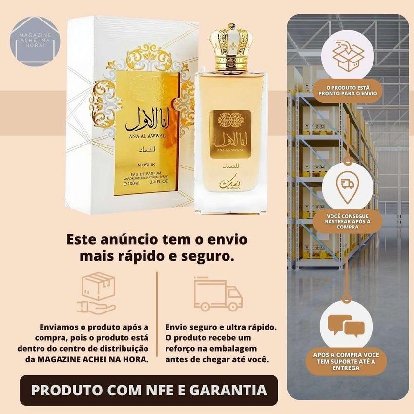 Perfume Ana Al Awwal Golden Feminino Eau De Parfum 100ml Nusuk - imagem 3