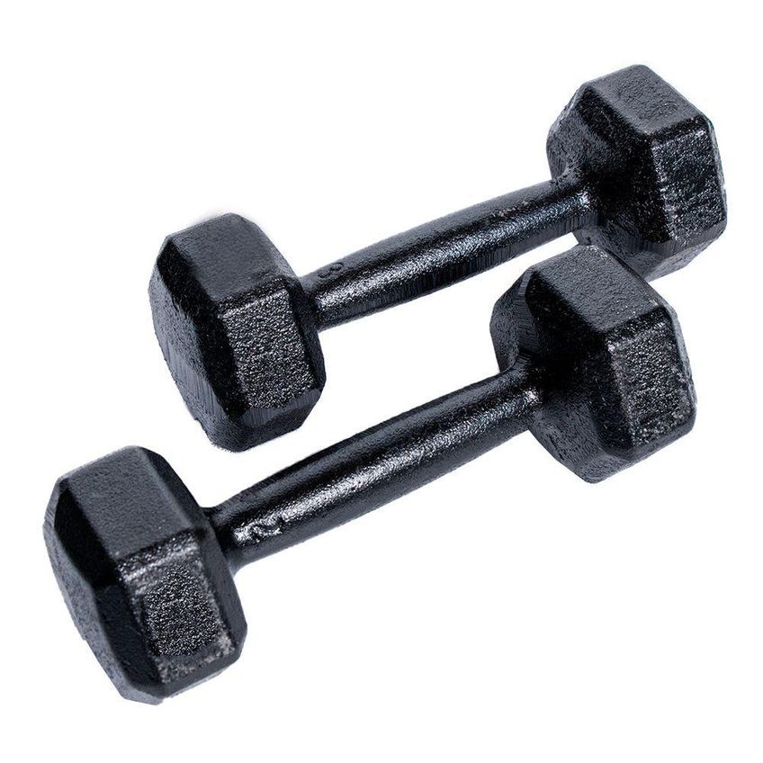 Halter Sextavado 5kg Pintado Com Cabo Anatômico Preto Iniciativa Fitness 5kg - imagem 5