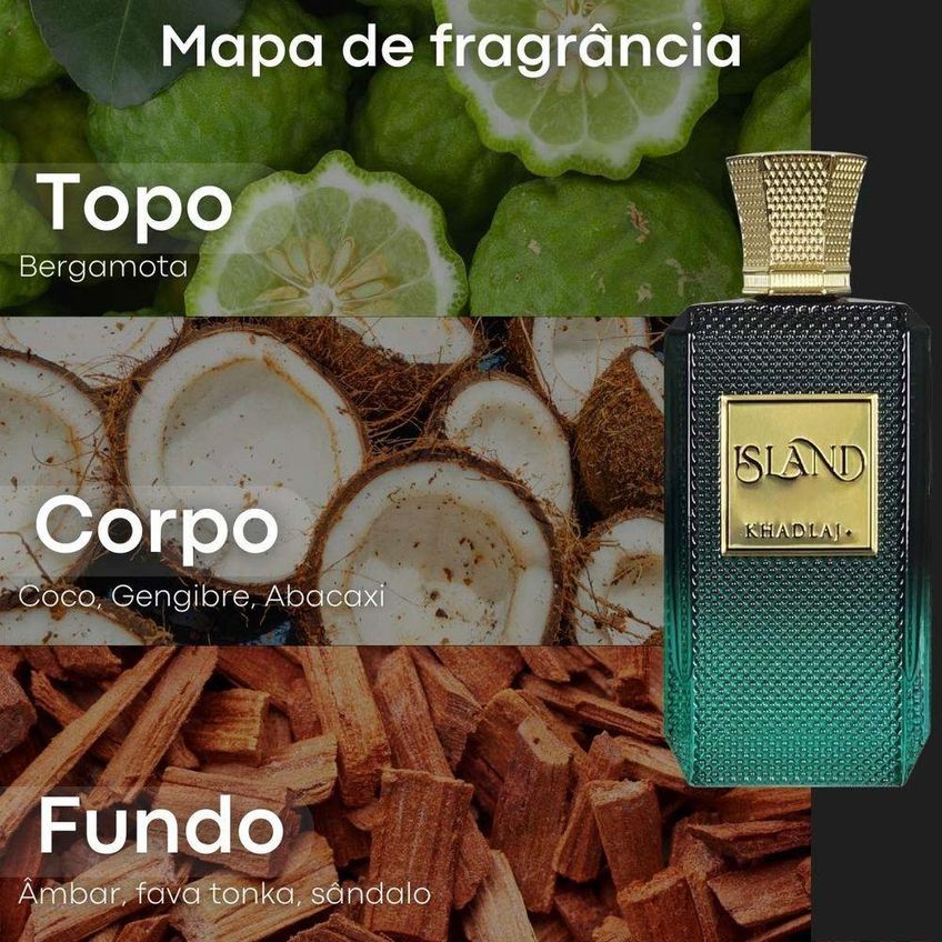 Perfume Khadlaj Island Extrait De Parfum Unissex Oriental Floral 100ml - imagem 3