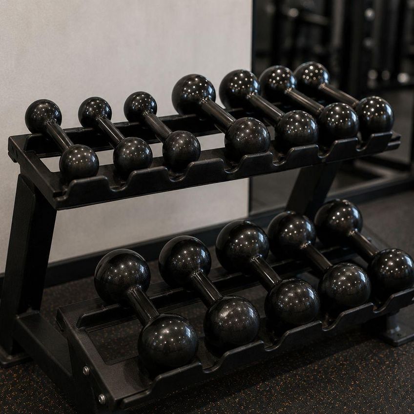 Halter Emborrachado 10kg Com Estrutura Em Ferro Fundido Preto Iniciativa Fitness 10kg - imagem 3