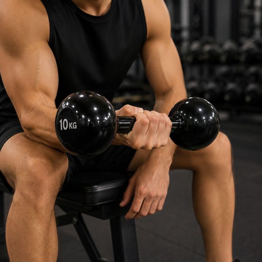 Halter Emborrachado 10kg Com Estrutura Em Ferro Fundido Preto Iniciativa Fitness 10kg - imagem 4