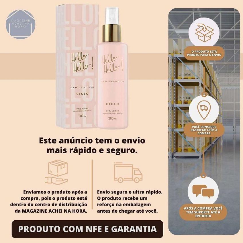 Body Splash Hello Feminino Desodorante Colônia Oriental Gourmand 200ml - imagem 3